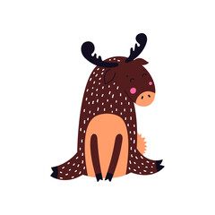 Cute elk, vector illustration. Flat design over white background