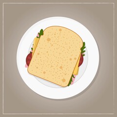 sandwich on a plate with cheese and ham