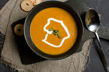 Pumpkin soup whit milky cream