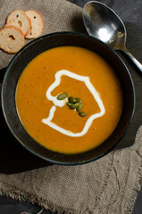Pumpkin soup whit milky cream
