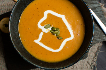 Pumpkin soup whit milky cream