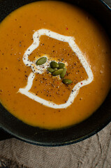 Pumpkin soup whit milky cream