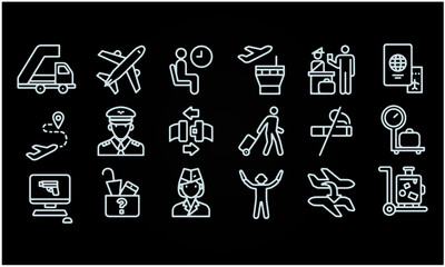 Airport Information Line Icons vector design