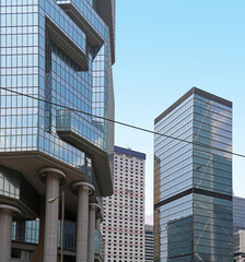 Naklejka premium Modern blue glass facade buildings