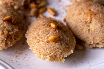 Traditional Turkish desserts; Semolina halva with orange (Turkish name; portakalli irmik helvasi)