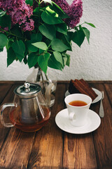 cup of tea with flowers