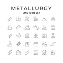 Set line icons of metallurgy