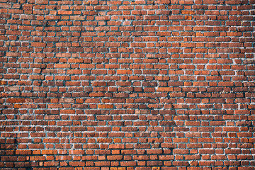 Old red brick wall panoramic texture background. Abstract stone brick texture for designers