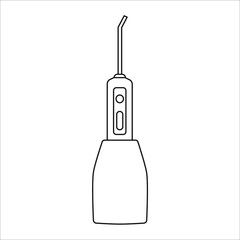 Portable oral irrigator vector outline icon. Water flosser symbol isolated on white background. Teeth brushing machine for interdental wash orthodontic braces.
