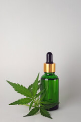 Marijuana products. Cannabis CBD hemp oil isolated on white background. Recreational aromatherapy...