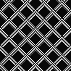Black chevrons pattern. Mountains or triangles seamless pattern. Vector and black seamless wallpaper with geometric shapes.