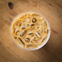 Cold Coffee On Wooden Table