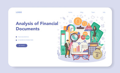 Financial advisor or financier web banner or landing page.