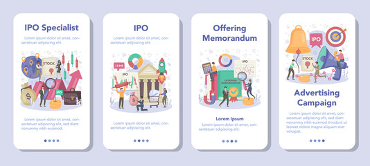 Initial Public Offerings specialist mobile application banner set