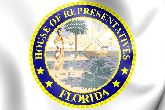 3D Florida House of Representatives Seal, USA. 3D Illustration.