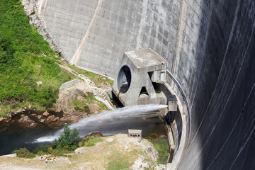 Dam on the river in summer