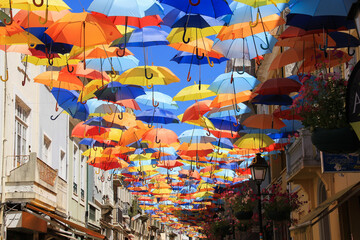 Fototapeta na wymiar Umbrellas in the city