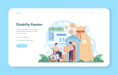 Pension fund web banner or landing page. Saving money for retirement