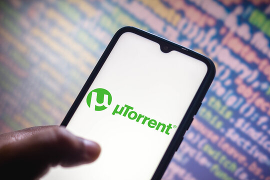 May 11, 2021, Brazil. In this photo illustration the uTorrent logo seen displayed on a smartphone screen.