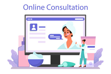 Cosmetologist online service or platform, skin care and treatment.