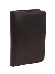 Black leather document cover isolated on white