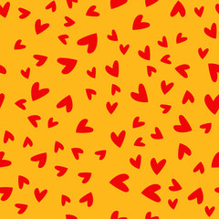 Fototapeta na wymiar Summer hearts pattern in yellow. Happy and bright background. Love texture with heart