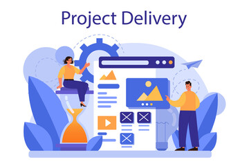 Business project delivery concept. Project development and presentation