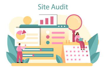 Website audit concept. Web page analysis of website's visibility in search