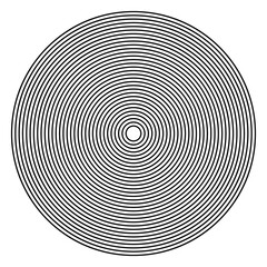 Concentric linear circles, neutral round element. Halftone outline element isolated on white background.