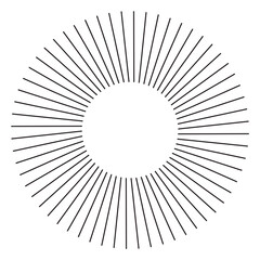 Star, round element, halftone rays isolated on white background. Black logo. Geometric shape.