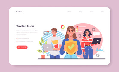 Trade union web banner or landing page. Employees care idea
