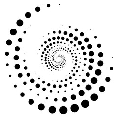 Dotted, dots, speckles abstract concentric circle. Spiral, swirl, twirl element. Circular and radial lines volute, helix. Segmented circle with rotation. Radiating arc lines. Cochlear, vortex - 433123739