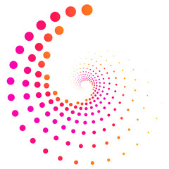 Dotted, dots, speckles abstract concentric circle. Spiral, swirl, twirl element. Circular and radial lines volute, helix. Segmented circle with rotation. Radiating arc lines. Cochlear, vortex - 433123757