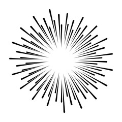 Fototapeta premium Star, round element, halftone rays isolated on white background. Black logo. Geometric shape. 