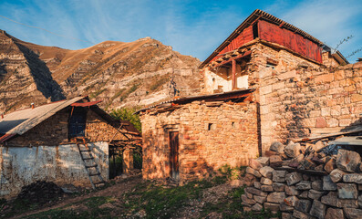 Rural stone house in a village in Goor, Dagestan.