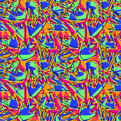 Unique abstract seamless colorful pattern with unusual leaves