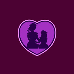 Heart with mother and daughter concept 