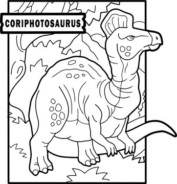 prehistoric dinosaur corythosaurus, coloring page, outline illustration