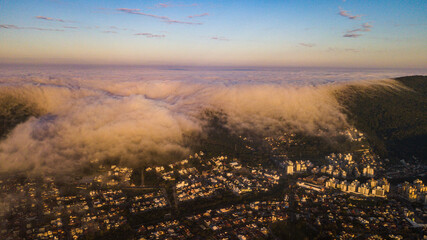 Landscape Cityscape Mountain Clouds Cloudy Fog Rain Sunset 