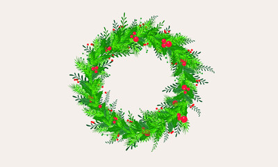 A beautiful Christmas wreath isolated on white.