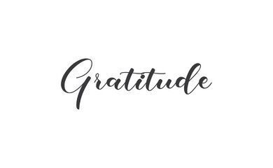 Gratitude word lettering design. Hand drawn lettering style. Thankful and motivational message.
