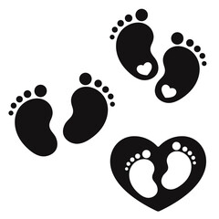 Baby feet silhouette. Footprint