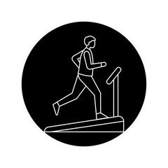 Running on treadmill color line icon. Pictogram for web page, mobile app