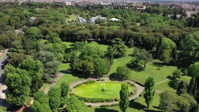 The park of Villa Borghese in Rome.
Aerial view of Villa Borghese in Rome on a beautiful sunny spring day.
