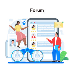 Job interview online service or platform. Idea of employment