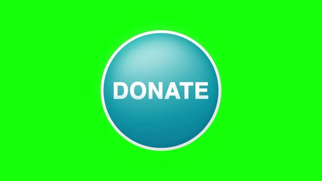 Donate Text Button Click Animation on Black Background and Green Screen
