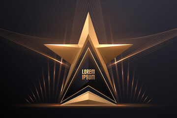 Gold star award template with light effect