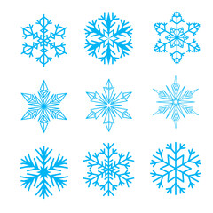 Vector snowflakes. Vector snowflakes icon. Snowflakes logo. Flat winter snowflakes. Christmas snowflakes.