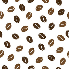 Vector coffee pattern. Coffee beans seamless pattern. Simple coffee pattern on a white background.