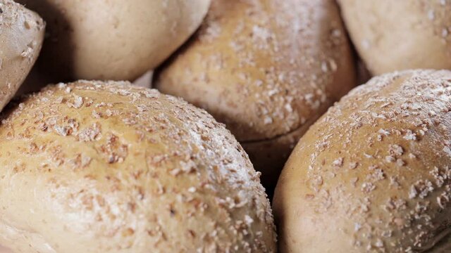 Tasty bread close up footage.